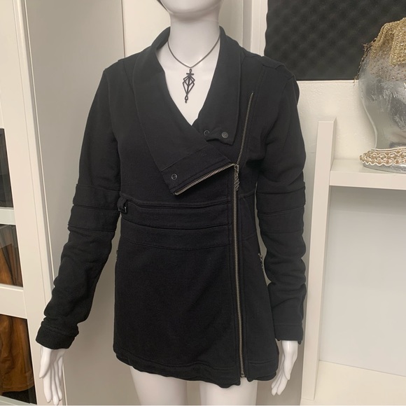 Nomads Hempwear Black Jacket  Asymmetrical Zip Up - Picture 2 of 9